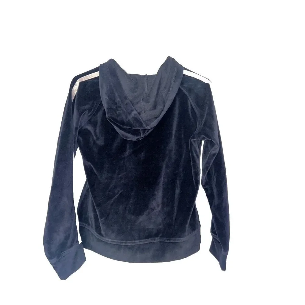 Vintage‎ Reebok Velour Small Logo Embroidered Zip Up Track Y2K Navy Blue